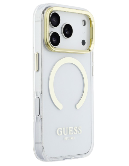 GUESS CARCASA MAGSAFE SOPORTE CAMARA IPHONE 17 PRO DORADO