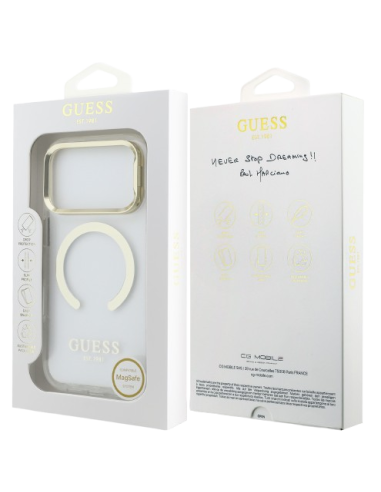 GUESS CARCASA MAGSAFE SOPORTE CAMARA IPHONE 17 PRO DORADO