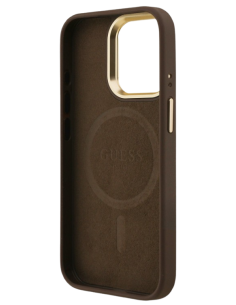 GUESS CARCASA MAGSAFE TRIANGLE 4G SOPORTE CAMARA IPHONE 15 PRO MARRON 2