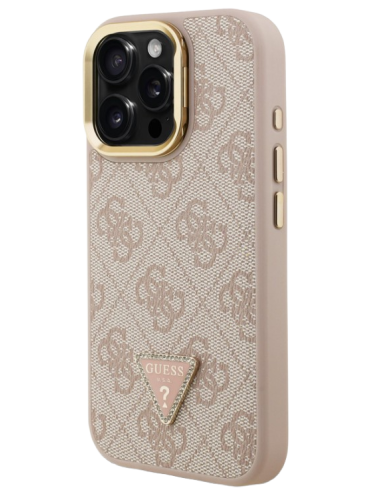 GUESS CARCASA MAGSAFE TRIANGLE 4G SOPORTE CAMARA IPHONE 15 PRO ROSA