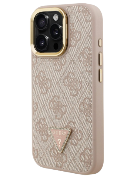 GUESS CARCASA MAGSAFE TRIANGLE 4G SOPORTE CAMARA IPHONE 15 PRO ROSA