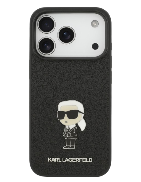 KARL LAGERFELD CARCASA IKONIK GLITTER PIN IPHONE 17 PRO NEGRO