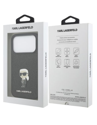 KARL LAGERFELD CARCASA IKONIK GLITTER PIN IPHONE 17 PRO NEGRO