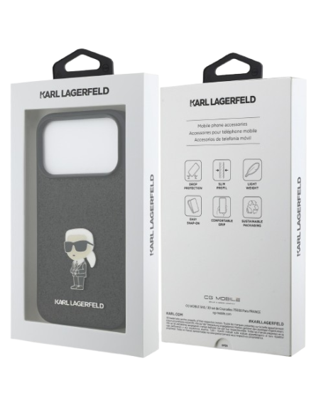 KARL LAGERFELD CARCASA IKONIK GLITTER PIN IPHONE 17 PRO NEGRO