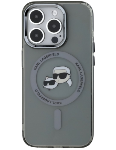 KARL LAGERFELD CARCASA MAGSAFE IML K&C HEADS IPHONE 15 PRO MAX NEGRO