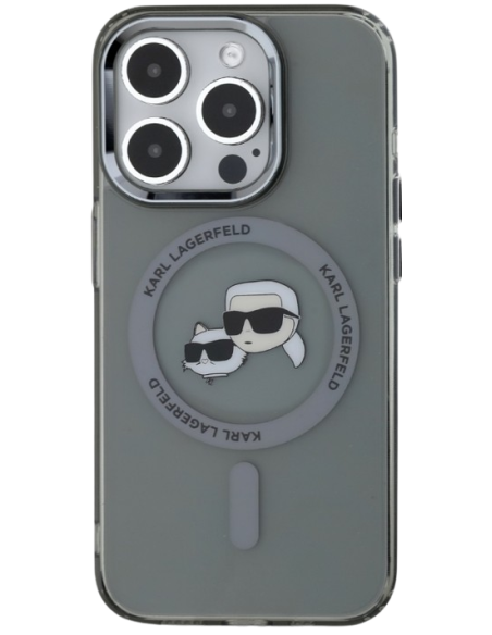 KARL LAGERFELD CARCASA MAGSAFE IML K&C HEADS IPHONE 15 PRO MAX NEGRO