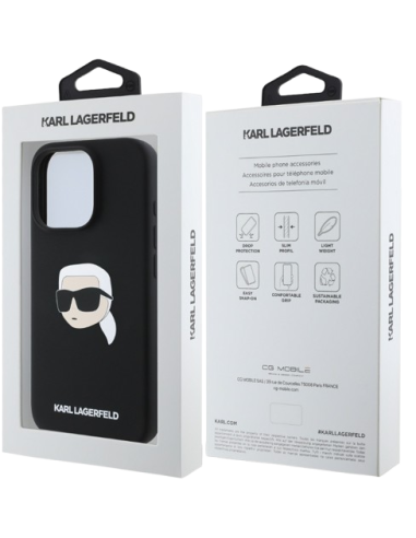 KARL LAGERFELD CARCASA MAGSAFE KARL HEAD IPHONE 16 PRO MAX NEGRO