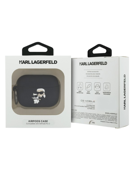 KARL LAGERFELD FUNDA SILICONA K&C NFT 3D AIRPODS PRO 3 NEGRO
