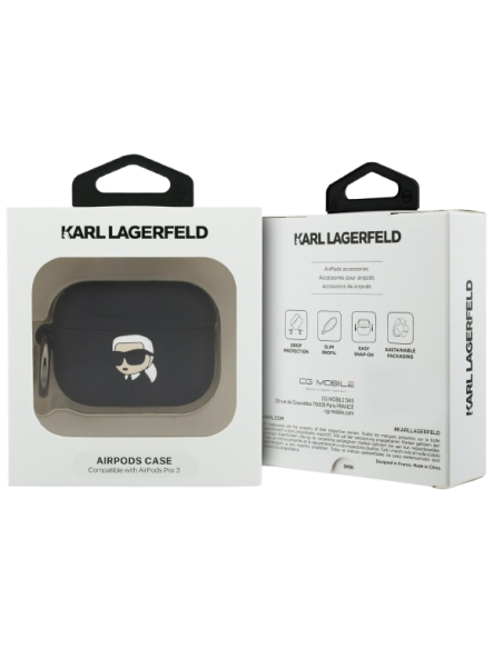 KARL LAGERFELD FUNDA SILICONA KARL NFT 3D AIRPODS PRO 3 NEGRO