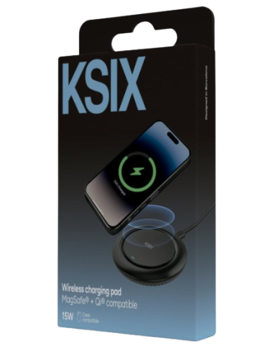 KSIX CARGADOR INALAMBRICO 15W QI CARGA RAPIDA NEGRO