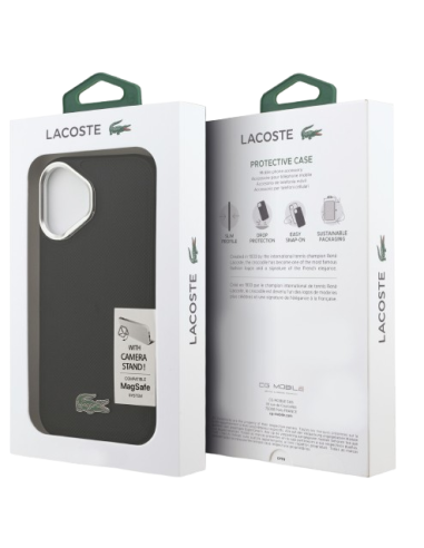 LACOSTE CARCASA MAGSAFE SOPORTE CAMARA IPHONE 17 NEGRO