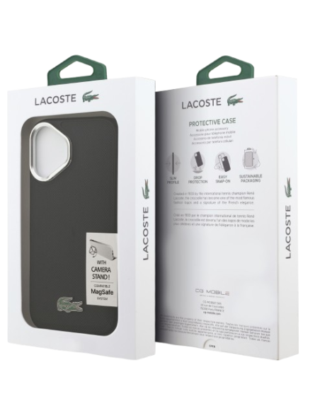 LACOSTE CARCASA MAGSAFE SOPORTE CAMARA IPHONE 17 NEGRO