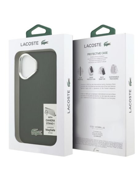 LACOSTE CARCASA MAGSAFE SOPORTE CAMARA IPHONE 17 VERDE
