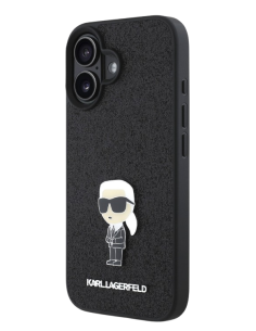 KARL LAGERFELD CARCASA GLITTER PIN IPHONE 16 PLUS NEGRO