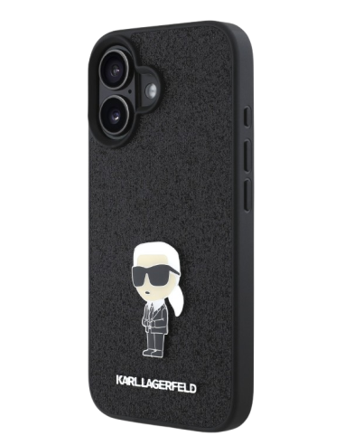 KARL LAGERFELD CARCASA GLITTER PIN IPHONE 16 PLUS NEGRO