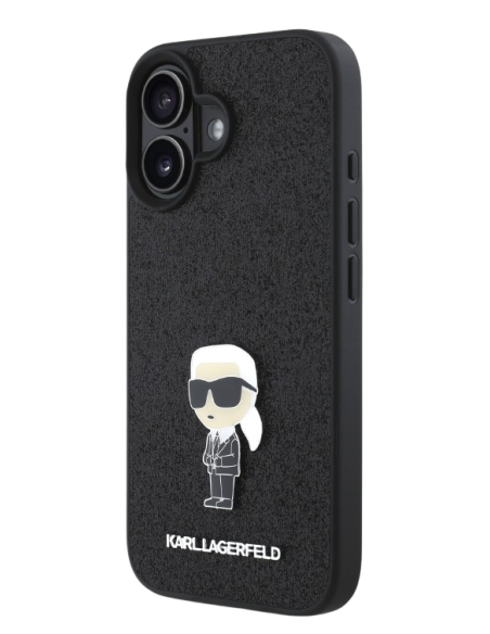 KARL LAGERFELD CARCASA GLITTER PIN IPHONE 16 PLUS NEGRO