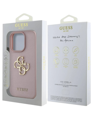 GUESS CARCASA GRAINED 4G IPHONE 15 PRO ROSA