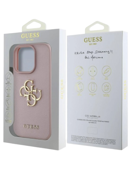 GUESS CARCASA GRAINED 4G IPHONE 15 PRO ROSA