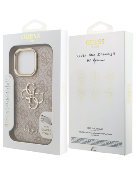 GUESS CARCASA 4G SOPORTE CAMARA IPHONE 15 PRO MAX ROSA