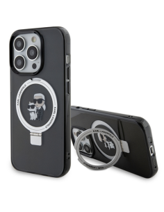 KARL LAGERFELD CARCASA MAGSAFE RINGSTAND IPHONE 15 PLUS NEGRO