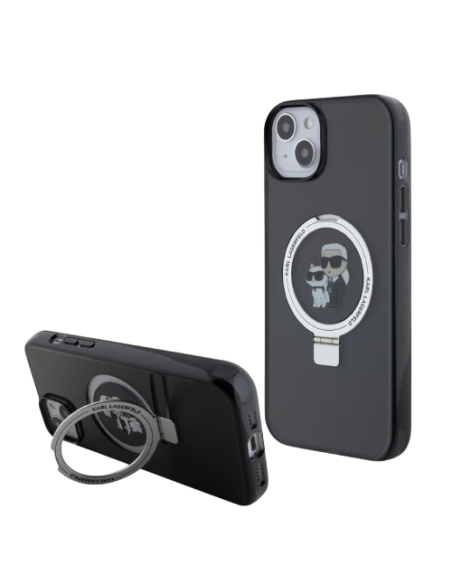 KARL LAGERFELD CARCASA MAGSAFE RINGSTAND KC IPHONE 16 NEGRO