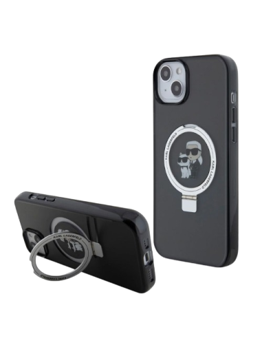 KARL LAGERFELD CARCASA MAGSAFE RINGSTAND KC IPHONE 16 PLUS NEGRO