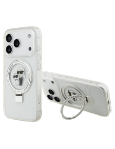 KARL LAGERFELD CARCASA MAGSAFE RINGSTAND KC IPHONE 17 PRO BLANCO