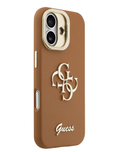 GUESS CARCASA GRAINED 4G SOPORTE CAMARA IPHONE 16 MARRON