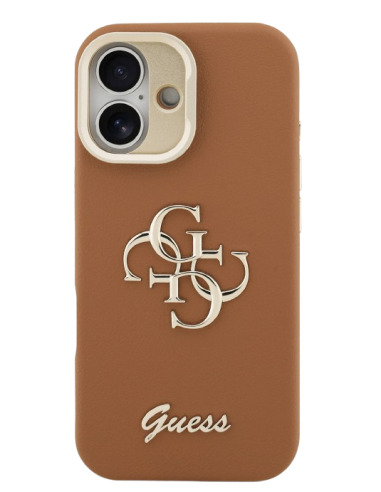 GUESS CARCASA GRAINED 4G SOPORTE CAMARA IPHONE 16 MARRON