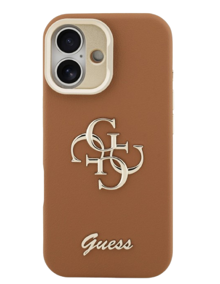GUESS CARCASA GRAINED 4G SOPORTE CAMARA IPHONE 16 MARRON