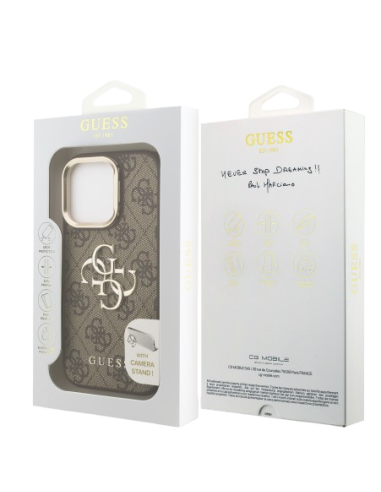 GUESS CARCASA 4G SOPORTE CAMARA IPHONE 15 PRO MARRON