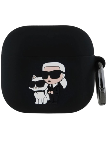KARL LAGERFELD FUNDA SILICONA 3D K&C AIRPODS 4 NEGRO