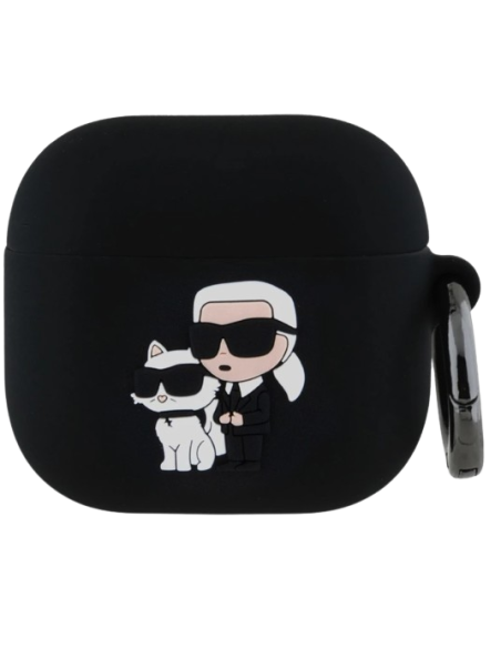 KARL LAGERFELD FUNDA SILICONA 3D K&C AIRPODS 4 NEGRO