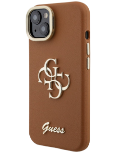 GUESS CARCASA GRAINED 4G SOPORTE CAMARA IPHONE 14 MARRON 2