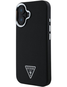 GUESS CARCASA MAGSAFE GRAINED TRIANGLE LOGO IPHONE 16 PLUS NEGRO