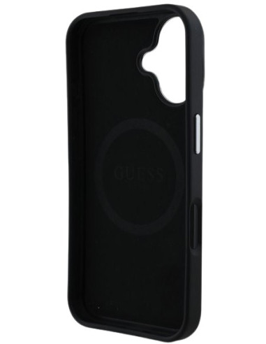 GUESS CARCASA MAGSAFE GRAINED TRIANGLE LOGO IPHONE 16 PLUS NEGRO
