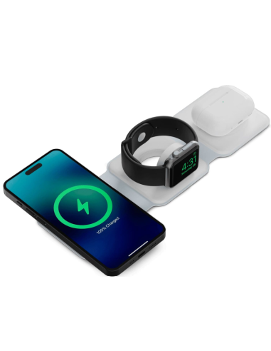 KSIX CARGADOR PLEGABLE MAGNÉTICO 3 EN 1 Qi 15W BLANCO