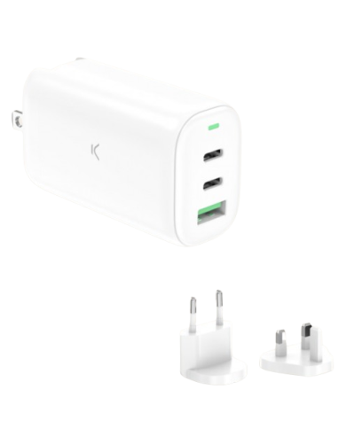 KSIX CARGADOR REDTRAVEL 2XUSB-C 1XESB 65W GAN EU/UK BLANCO