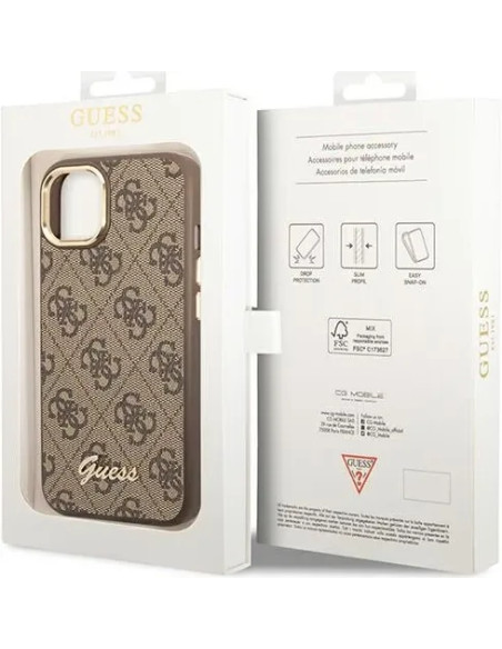 GUESS CARCASA 4G SCRIPT IPHONE 14 PLUS MARRON