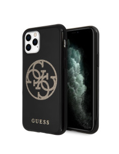 GUESS CARCASA GLITTER 4G IPHONE 11 PRO / X / Xs NEGRO