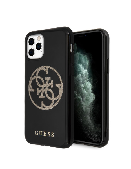 GUESS CARCASA GLITTER 4G IPHONE 11 PRO / X / Xs NEGRO