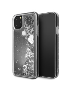 GUESS CARCASA GLITTER HEARTS IPHONE 11 PRO / X / Xs PLATA
