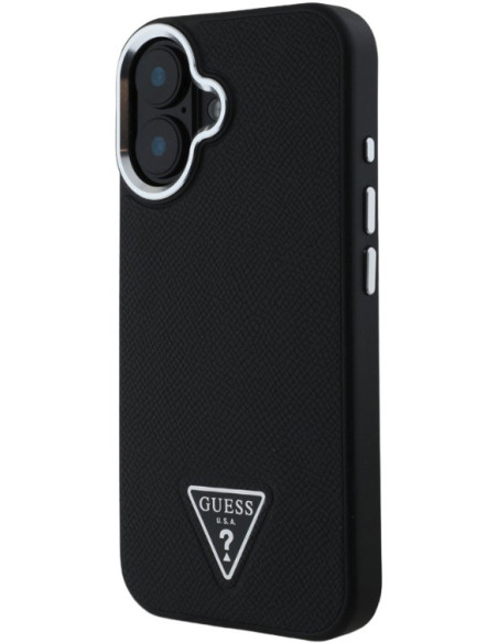 GUESS CARCASA MAGSAFE GRAINED TRIANGLE LOGO IPHONE 16 NEGRO