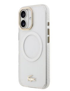 LACOSTE CARCASA MAGSAFE SHOCKPROOF IPHONE 17 DORADO/BLANCO