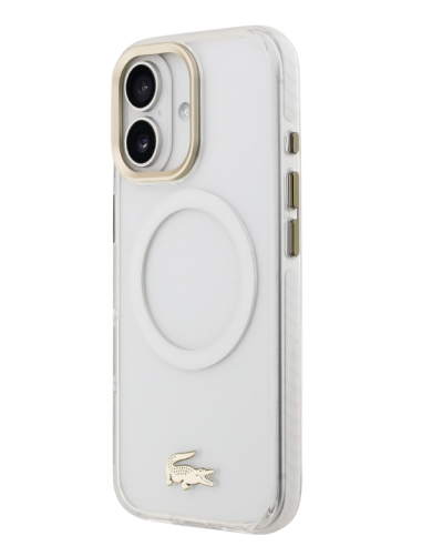 LACOSTE CARCASA MAGSAFE SHOCKPROOF IPHONE 17 DORADO/BLANCO