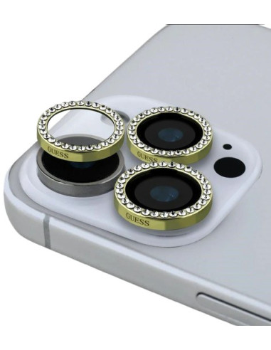 GUESS PROTECTOR CAMARA IPHONE 16 PRO/MAX DORADO
