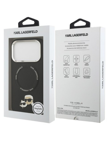 KARL LAGERFELD CARCASA MAGSAFE K&C PINS IPHONE 17 PRO NEGRO