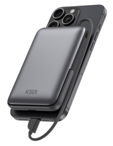 KSIX BATERIA AUXILIAR MAGNETICA 10000mAh / PD 22,5W / USBc / SOPORTE