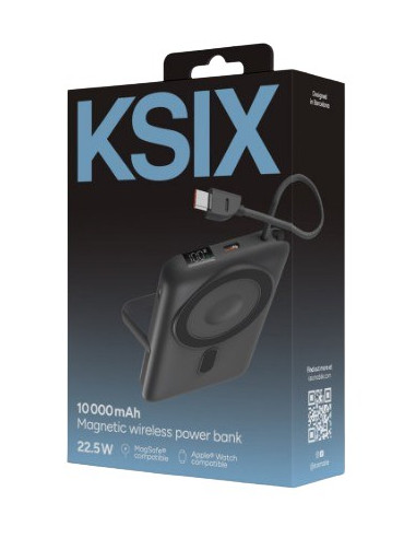 KSIX BATERIA AUXILIAR MAGNETICA 10000mAh / PD 22,5W / USBc / SOPORTE