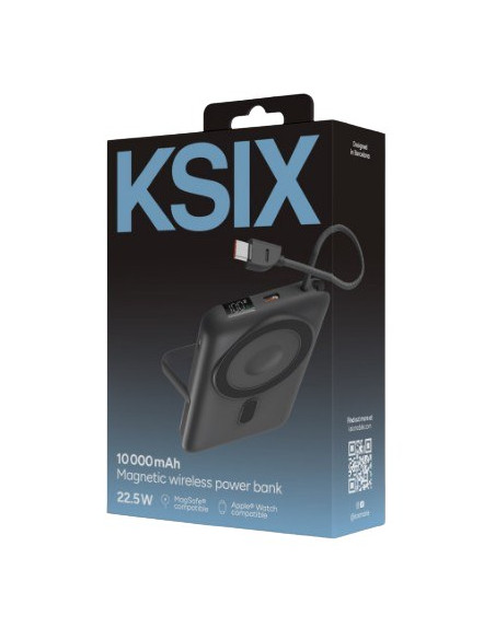 KSIX BATERIA AUXILIAR MAGNETICA 10000mAh / PD 22,5W / USBc / SOPORTE